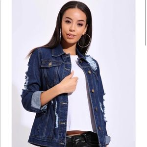 Isawitfirst Ripped Oversized Denim Jacket NWT